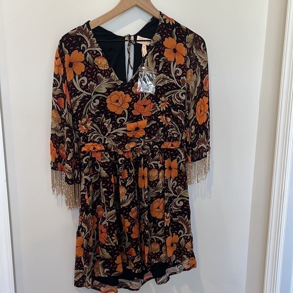 Anthropologie VERB By Pallavi Singhee Fringed Floral Beaded Mini Dress NWT - Picture 4 of 8